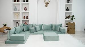 Velvet Floor Couch Sectional Sofa