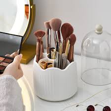 360 rotating makeup brush holder with
