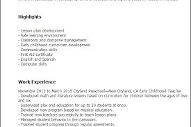 Sample Resume For Early Childhood Teacher Job Example 30746