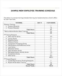 Training Schedule For Employees Template Printable