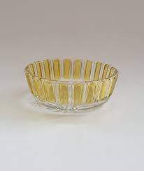 Vintage Cut Glass Yellow And Clear Bowl