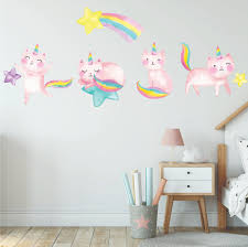 Rainbow Unicorn Cats Wall Sticker