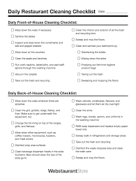 restaurant cleaning checklist fill out