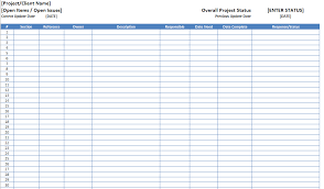 Open Items Issues Log List Template Excel Xls Microsoft Excel