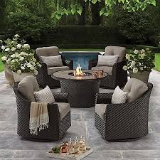 You may not be able to take the kitchen sink on your travels, but that doesn't mean you can't enjoy a few home comforts. Member S Mark Agio Heritage 5 Piece Outdoor Fire Pit Chat Set With Sunbrella Fabric Outdoor Patio Furniture Sets Outdoor Patio Decor Best Outdoor Furniture