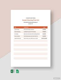 carpet cleaning s list template in