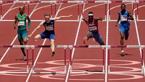 What is the hurdle spacing for the 55m hurdles?. P O4zwleblp7am