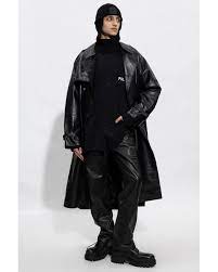 Vetements Leather Trench Coat In Black
