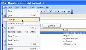 distribution list from outlook
