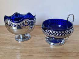 Vintage Cobalt Blue Glass Dish Jug