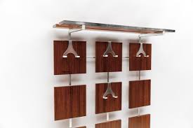 Wall Coat Rack In Walnut With Chrome