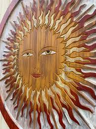 36 Boho Sun Face Indoor Outdoor Carved