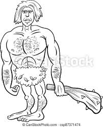Wearing stone age coloring report. Prehistoric Primitive Man Cartoon Coloring Book Page Black And White Cartoon Illustration Of Funny Prehistoric Man Stone Age Canstock
