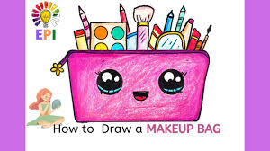 how to draw a cute makeup bag easy