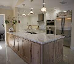 white kitchen with driftwood peninsula