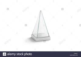 Blank White Glass Showcase Pyramid Mock Up Isolated 3d