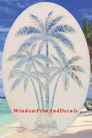 Palm Tree Etched Glass Vinyl Window Decal