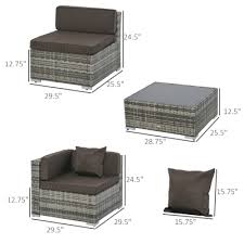 Outsunny 7 Piece Patio Furniture Set Outdoor Wicker Modern Rattan Sofa