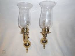 Pair Real Brass Wall Sconce Glass Shade