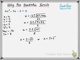 Using The Quadratic Formula Leaving