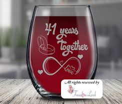 41st wedding anniversary wine gl