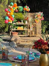 tropical summer pool party pop of gold