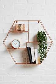 Hexagon Shelf Rose Gold Room Decor