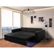 corner sofa bed faux leather in black