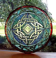 Round Celtic Knot Stained Glass Window