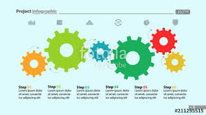 Six Step Process Chart With Cogwheel Design Element Of