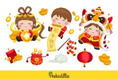 kids lunar dragon year celebration cartoon