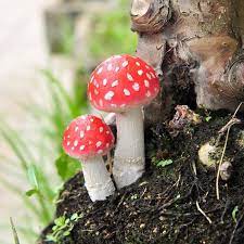miniature red mushrooms set of 2