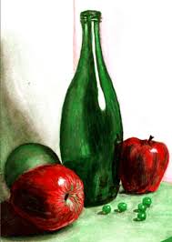 Oil Pastel Art Green Paintings