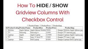 asp net gridview show hide table