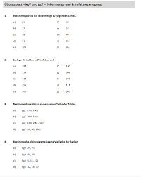 Multiplikation mit vielfachen von 10 und 100 from www.grundschulkoenig.de. Ggt Und Kgv Ubungen Berechne Ggt Und Kgv Mit Primfaktorzerlegung