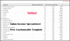 hair stylist income spreadsheet for