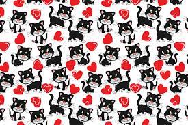 Cute Black Cat Cartoon Seamless Pattern