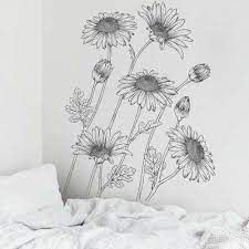 Wall Stickers Black Sketch Sunflower