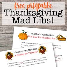 thanksgiving mad libs free printables