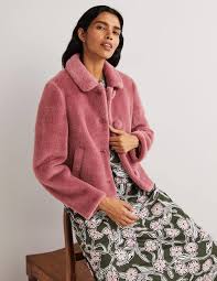 Faux Fur Short Coat Puce Pink Boden Us