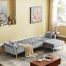 velvet reversible sectional sofa bed