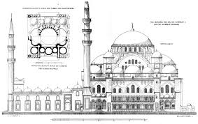 Suleymaniye Mosque Istanbul Turkey Elevation And Plan