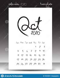 Calendar For 2020 Lettering Calendar October 2020 Hand