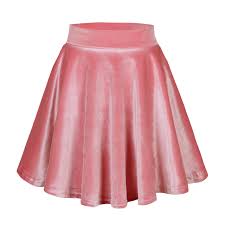 Urban Coco Womens Vintage Velvet Stretchy Mini Flared Skater Skirt L Pink
