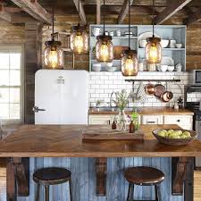 Casainc 5 Light Farmhouse Kitchen Island Lighting With Clear Glass Mason Jar Xd Wood 003 The Home Depot