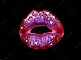 Premium Photo | Sexy woman makeup lips isolated on black background as art  painted mouth metallized color with violet shade.