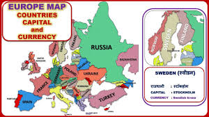 Europe's total geographical area is about ten million square kilometres. European Countries Capital And Currency Europe Map World Geography Europe Continent Map Youtube