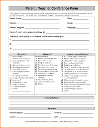 007 Template Ideas Parent Teacher Conference Form Checklist