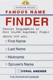 Overleaves of famous people last names starting with g. Famous Name Finder Concise Biographies Of Over 10 000 Legendary People Indexed Four Ways Last Name First Name Nickname Spouse S Name By Coral Amende 1999 Trade Paperback Revised Edition For Sale Online Ebay