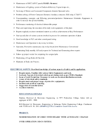 Awesome Resume Format Electrical Maintenance Engineer Sample Selo